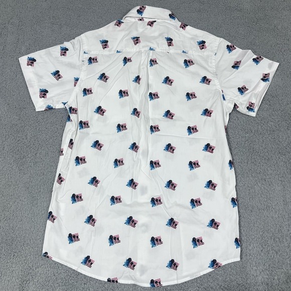 Free Planet USA Stars And Stripes Flag America Button Up Cotton Shirt Small NWT - Picture 7 of 9